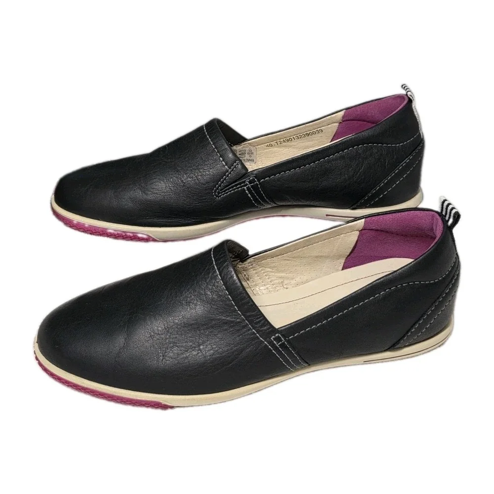 Ecco Womens Size 9.5 Spin Slip-On Shoes Black Leather